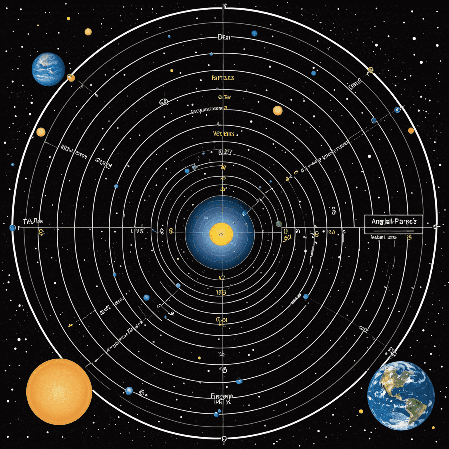 A diagram showing the concept of parallax and how it relates to parsecs in measuring cosmic distances. The image includes stars, Earth's orbit, and visual representations of angle measurements.