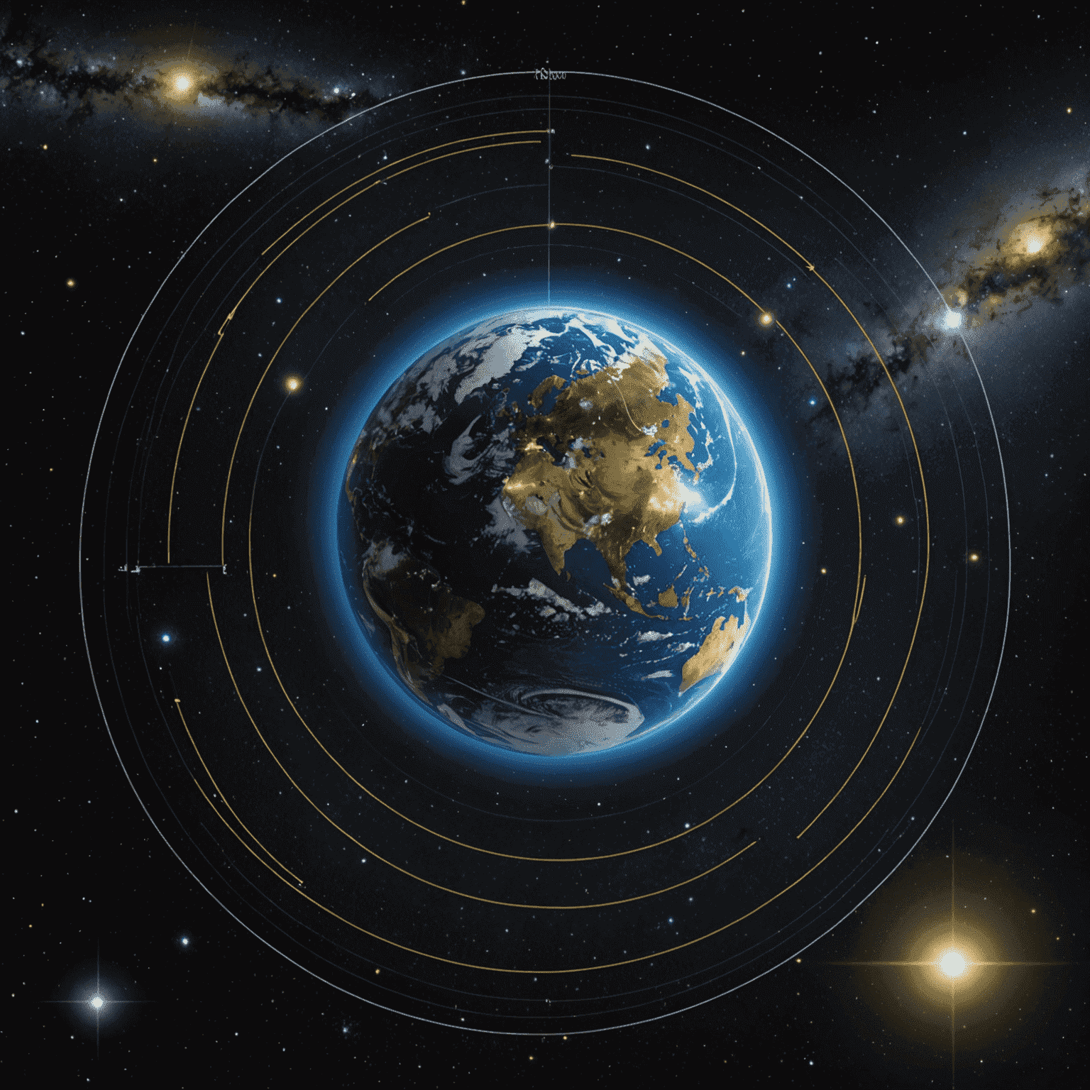 An illustration demonstrating the parallax technique. It shows Earth at two opposite points in its orbit, with lines extending to a nearby star and a distant background. The apparent shift in the star's position is highlighted.