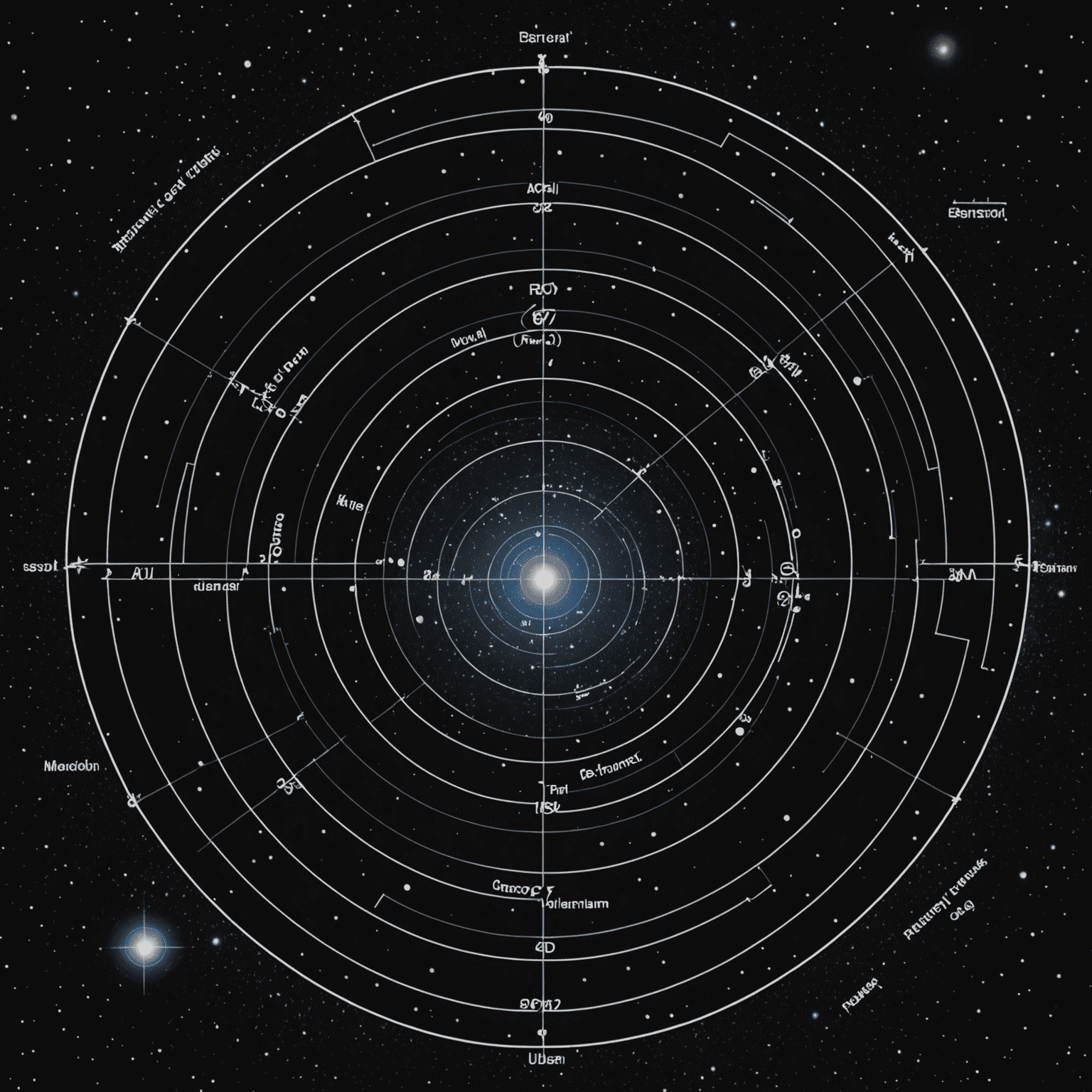 Diagram illustrating the concept of a parsec with stars and distance measurements