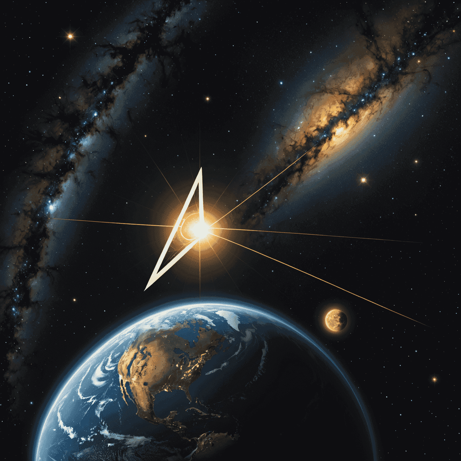 A visual representation of a parsec, showing the Earth, Sun, and a distant star forming a right-angled triangle