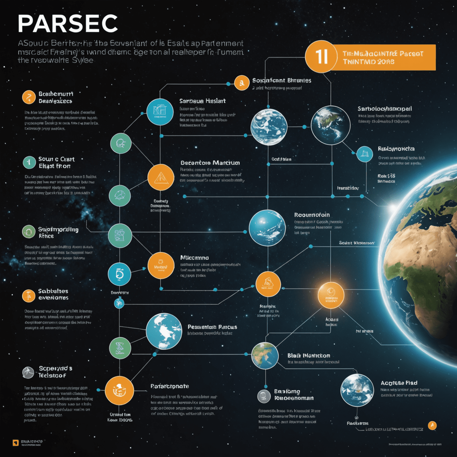 A timeline showing key milestones in the history and development of the parsec unit