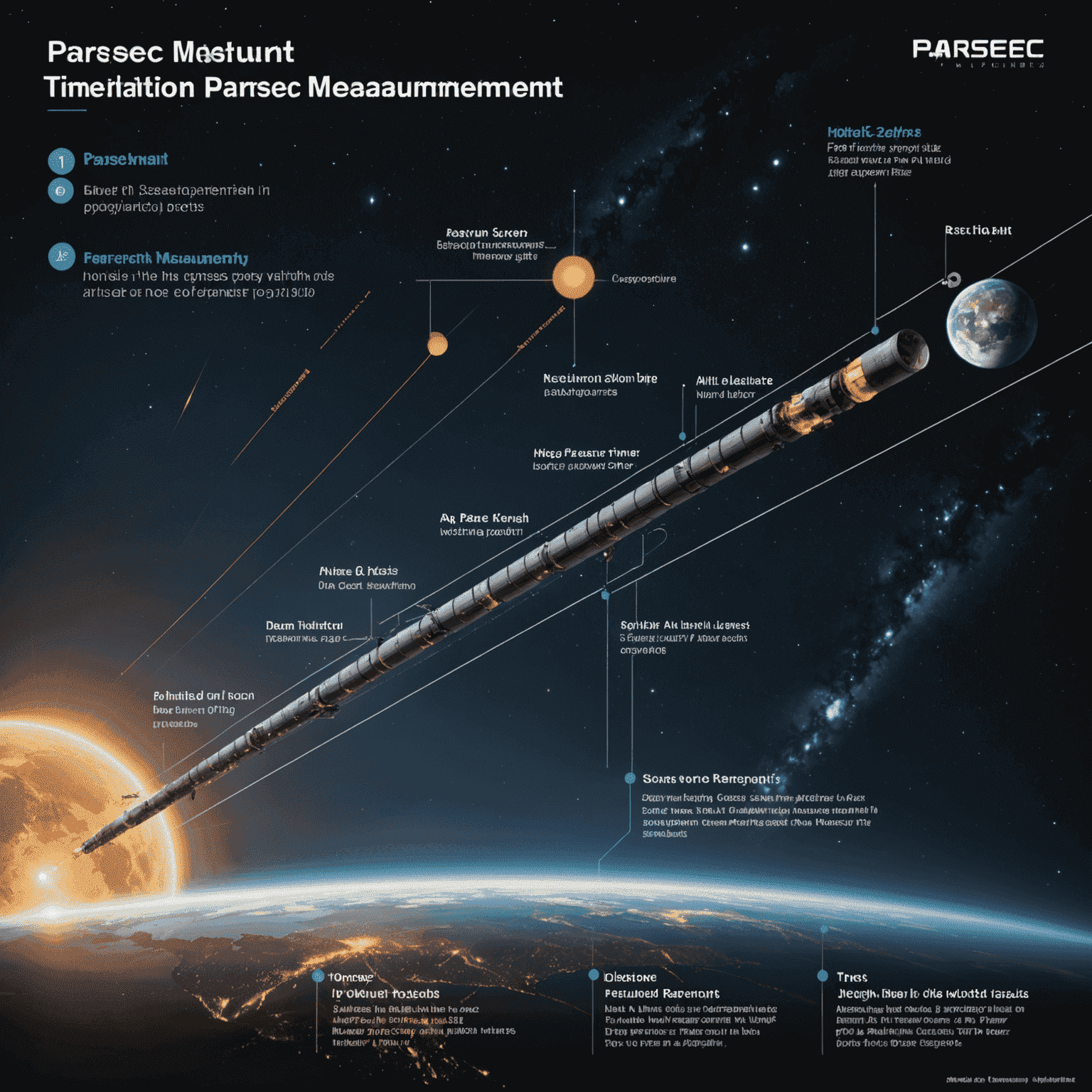 Timeline showing key events in the history of parsec measurement