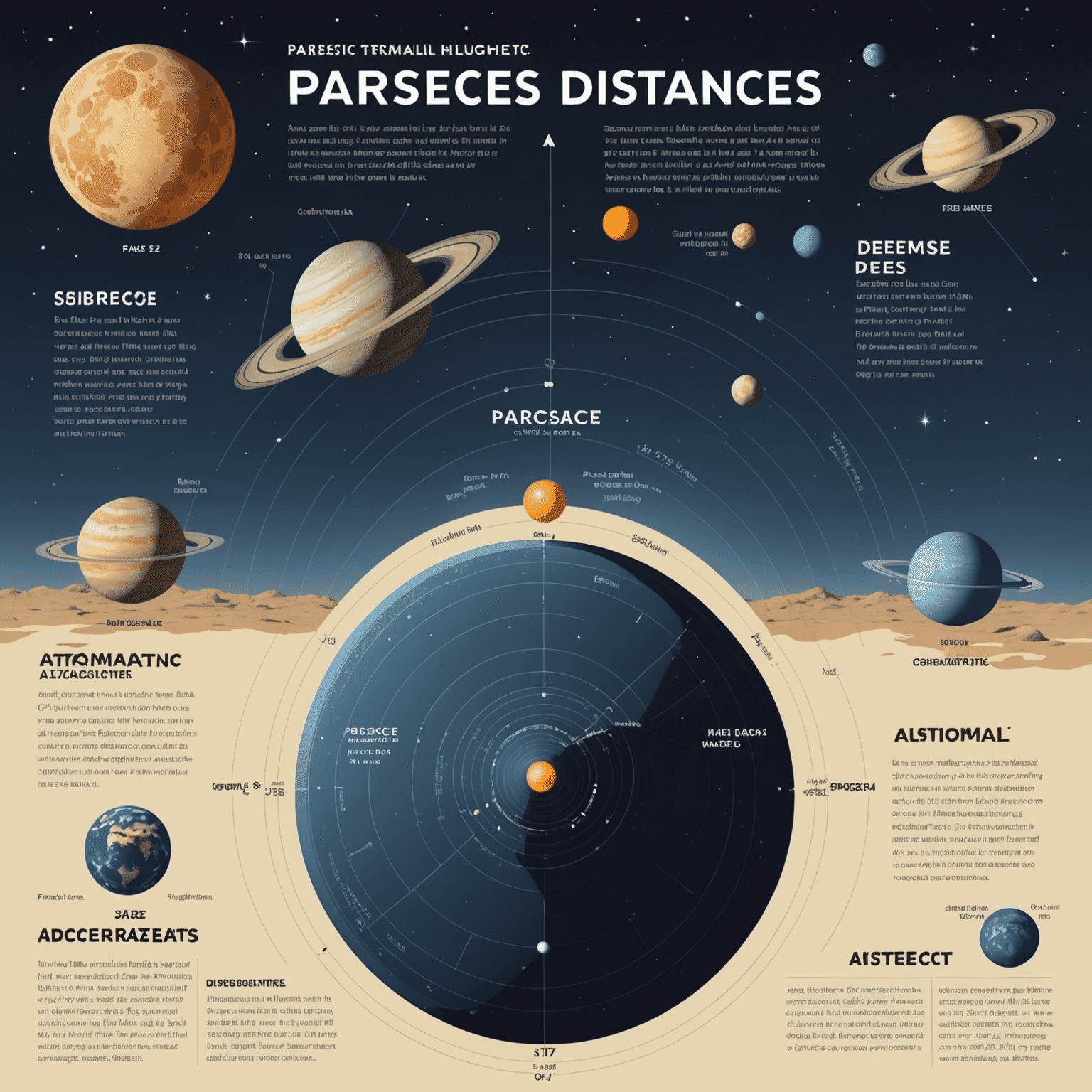 An infographic comparing the size of a parsec to other astronomical distances, including light-years and astronomical units