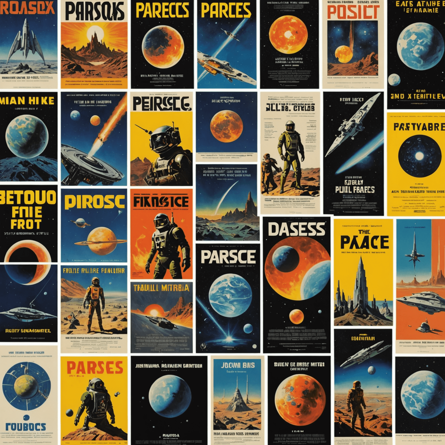 A collage of movie posters and book covers featuring famous science fiction works that mention parsecs